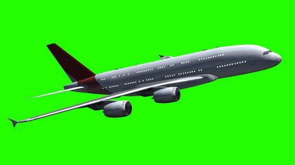 Airbus A380 Airplane - air to air -  on green screen