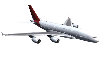 Airbus A380 Airplane - air to air -  on white background