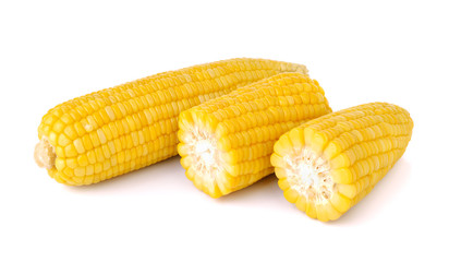 Boiled corn on white background
