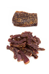 Biltong, South African beef jerky meat.