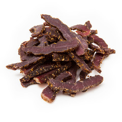 Biltong, South African beef jerky meat.