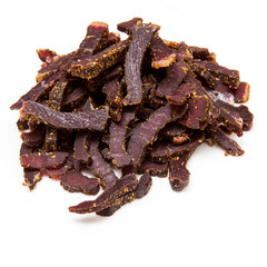 Biltong, South African beef jerky meat.