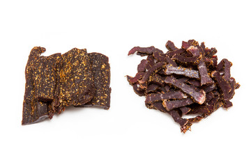 Biltong, South African beef jerky meat.