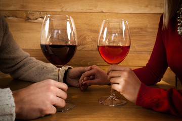 Close-up of two wineglasses 