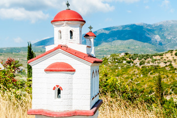 Statue of church on Samos road trip