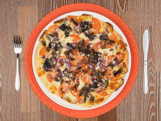 delicious pizza with mushrooms