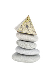 Stack of gray stones is isolated on a white background