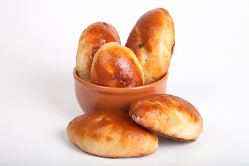 Homemade cakes with cabbage on a light background