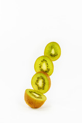 Sliced kiwi on a white background