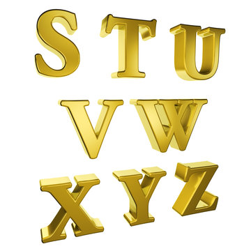Gold Alphabet S To Z
