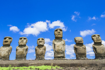 Moais of Ahu Tongariki, Easter island (Chile)