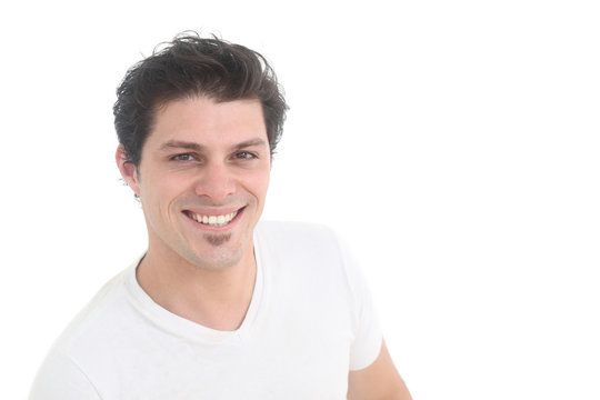 portrait of a happy man on a white background