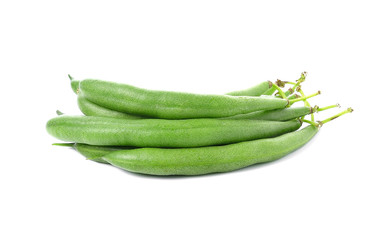 green beans on white background