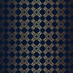 Floral line style background, seamless monogram design pattern.