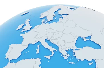 Deurstickers Erde Europa Länder - hellgrau blau © yalapeak