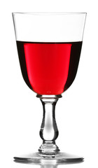 Glass of red wine isolated on white