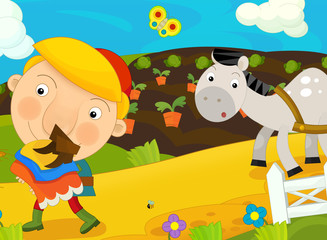 Naklejka premium Cartoon fairy tale scene - illustration for the children
