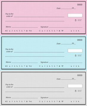 Three blank checks in different color