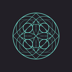 Squares with circles, geometric element, vector