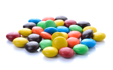 Chocolate candy on white