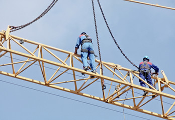 Workers on the crane