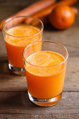 Fresh carrot and orange juice