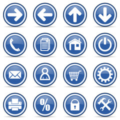 blue glossy web icons set