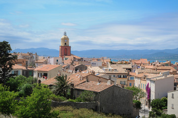 Beautiful view of Saint-Tropez with blue sky, France