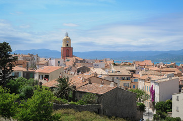 Fototapeta na wymiar Beautiful view of Saint-Tropez with blue sky, France