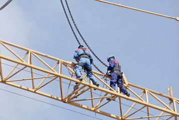 Workers on the crane