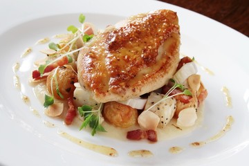 pan fried chicken breast plated main meal