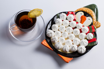 Meringue on baby plate.