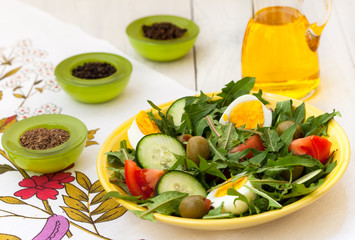 Dandelion salad with olive oil