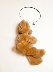 isolated photo of sleeping cute brown teddy bear