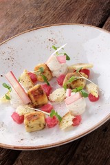 gnocchi rhubarb starter appetizer