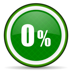 0 percent green icon sale sign
