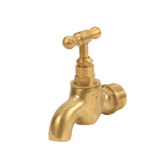 brass faucet isolated on white background
