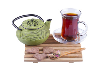 Cup of tea with teapot