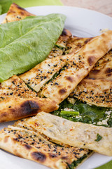 Turkish and Arabian Traditional Herb Pizza Pide Bakery