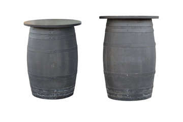 wooden barrel isolated on white background