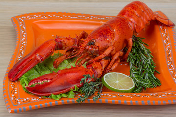 Red boiled lobster