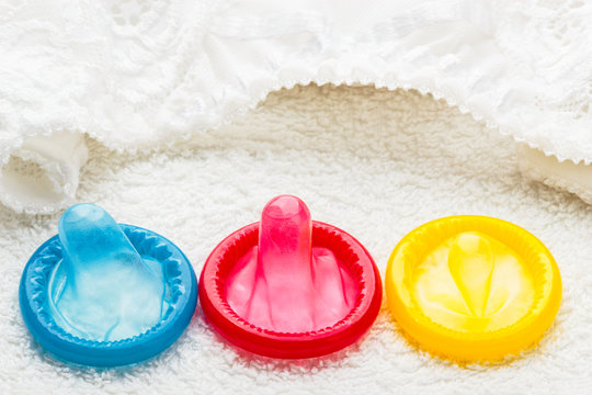 Condoms with lace lingerie