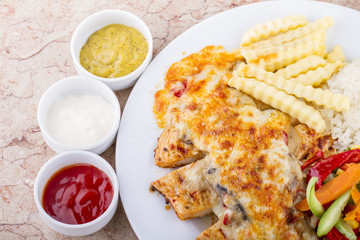Bechamel Sauce and Cheese with Chicken