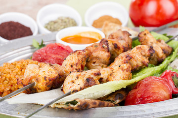 Turkish and Arabic Traditional Skewer Chicken Kebab