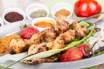 Turkish and Arabic Traditional Skewer Chicken Kebab