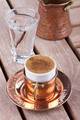 Turkish Coffee on Wooden Table