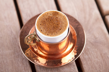 Turkish Coffee on Wooden Table