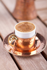 Turkish Coffee on Wooden Table
