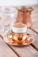 Turkish Coffee on Wooden Table