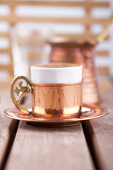Turkish Coffee on Wooden Table
